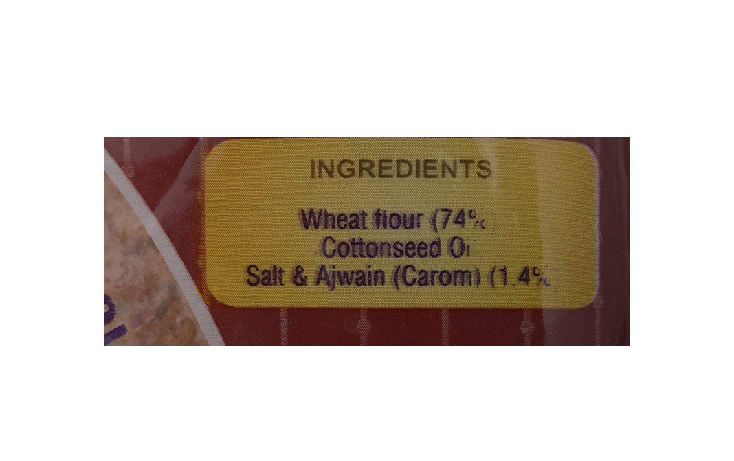 Jabsons Khakhra Roasted Wheat Crisps Ajwain   Pack  180 grams